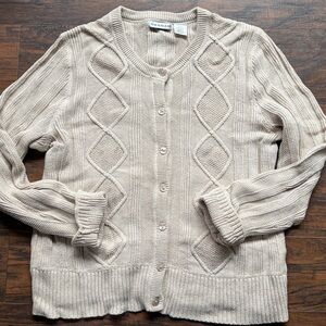 Hannah Cotton Cable Knit Button Front Cardigan Sweater